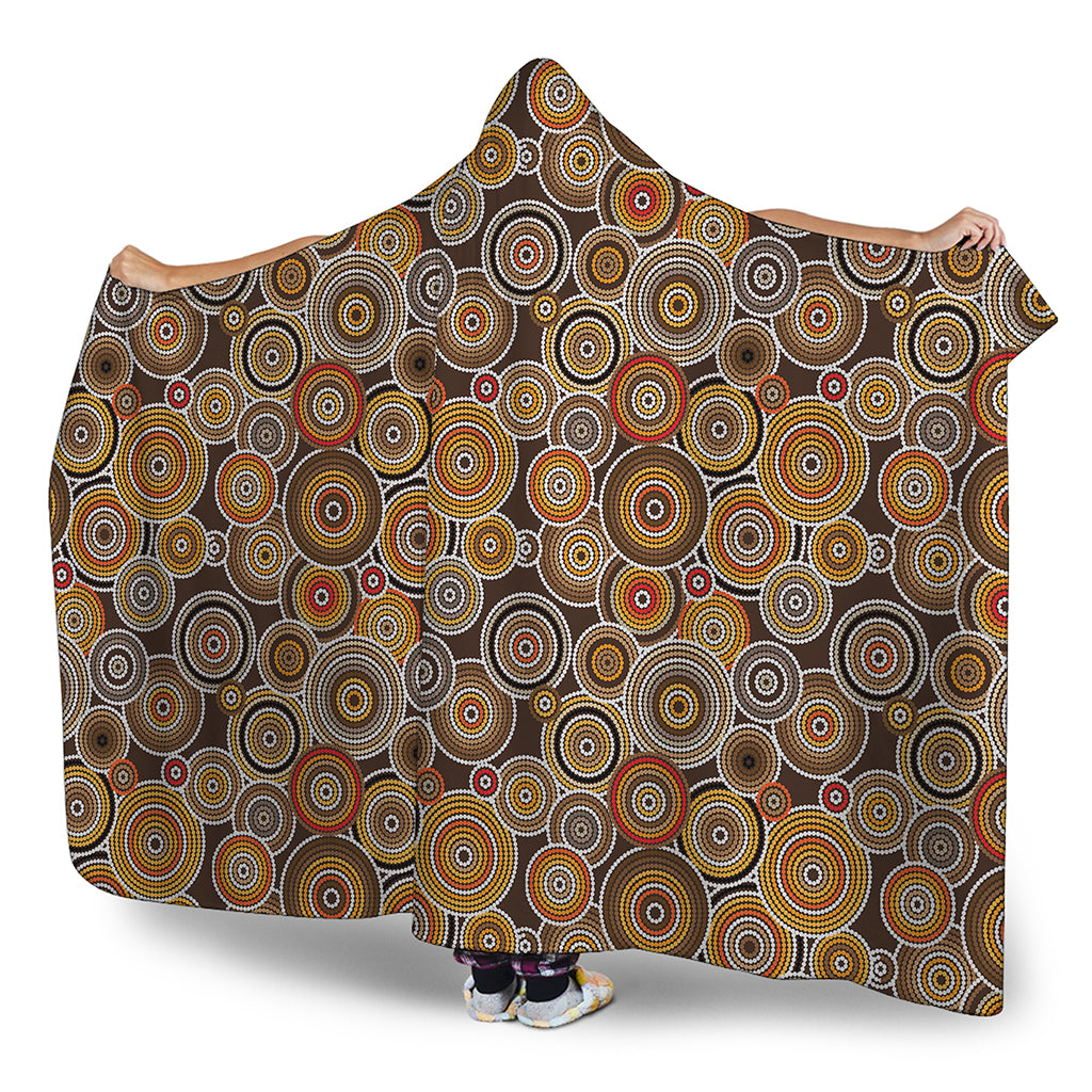 Aboriginal Art Dot Pattern Print Hooded Blanket