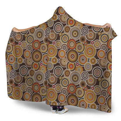 Aboriginal Art Dot Pattern Print Hooded Blanket