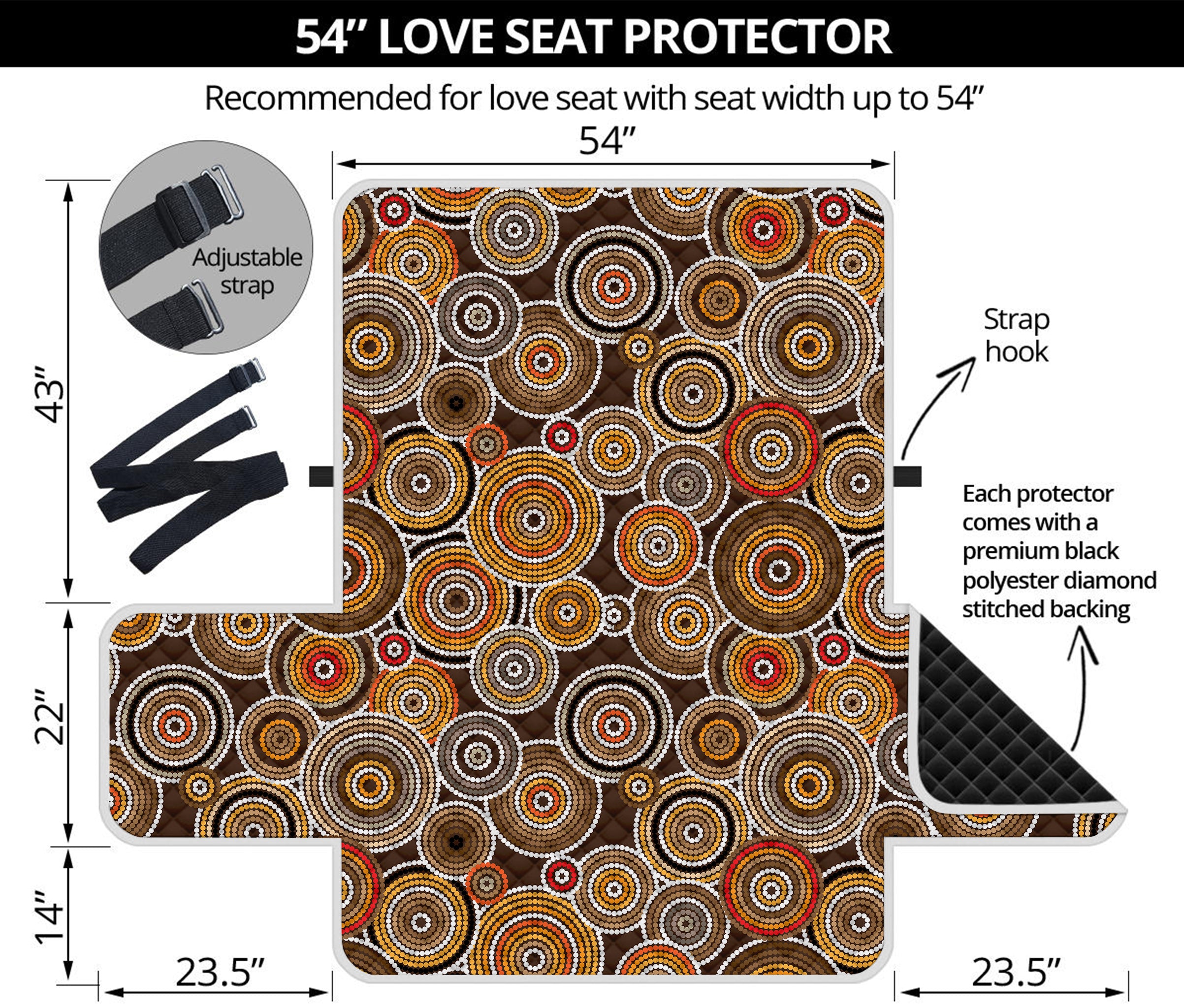 Aboriginal Art Dot Pattern Print Loveseat Protector