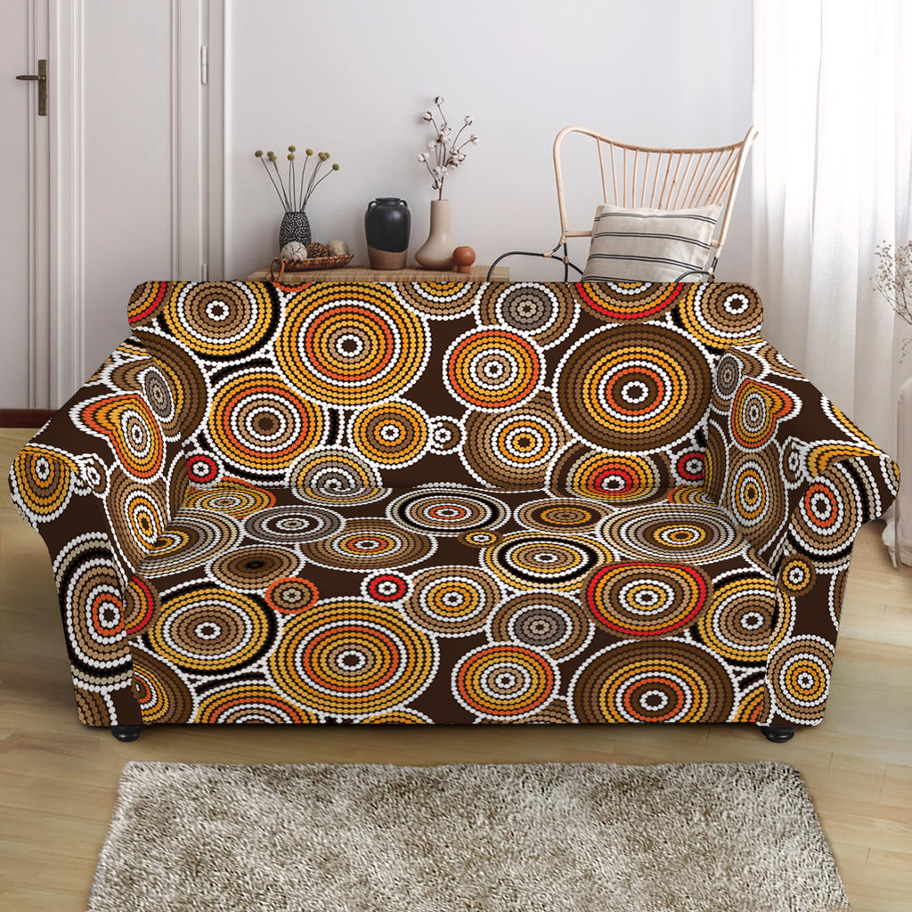 Aboriginal Art Dot Pattern Print Loveseat Slipcover