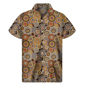 Aboriginal Art Dot Pattern Print Men's Short Sleeve Shirt