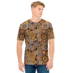 Aboriginal Art Dot Pattern Print Men's T-Shirt