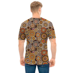 Aboriginal Art Dot Pattern Print Men's T-Shirt