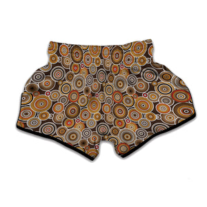 Aboriginal Art Dot Pattern Print Muay Thai Boxing Shorts