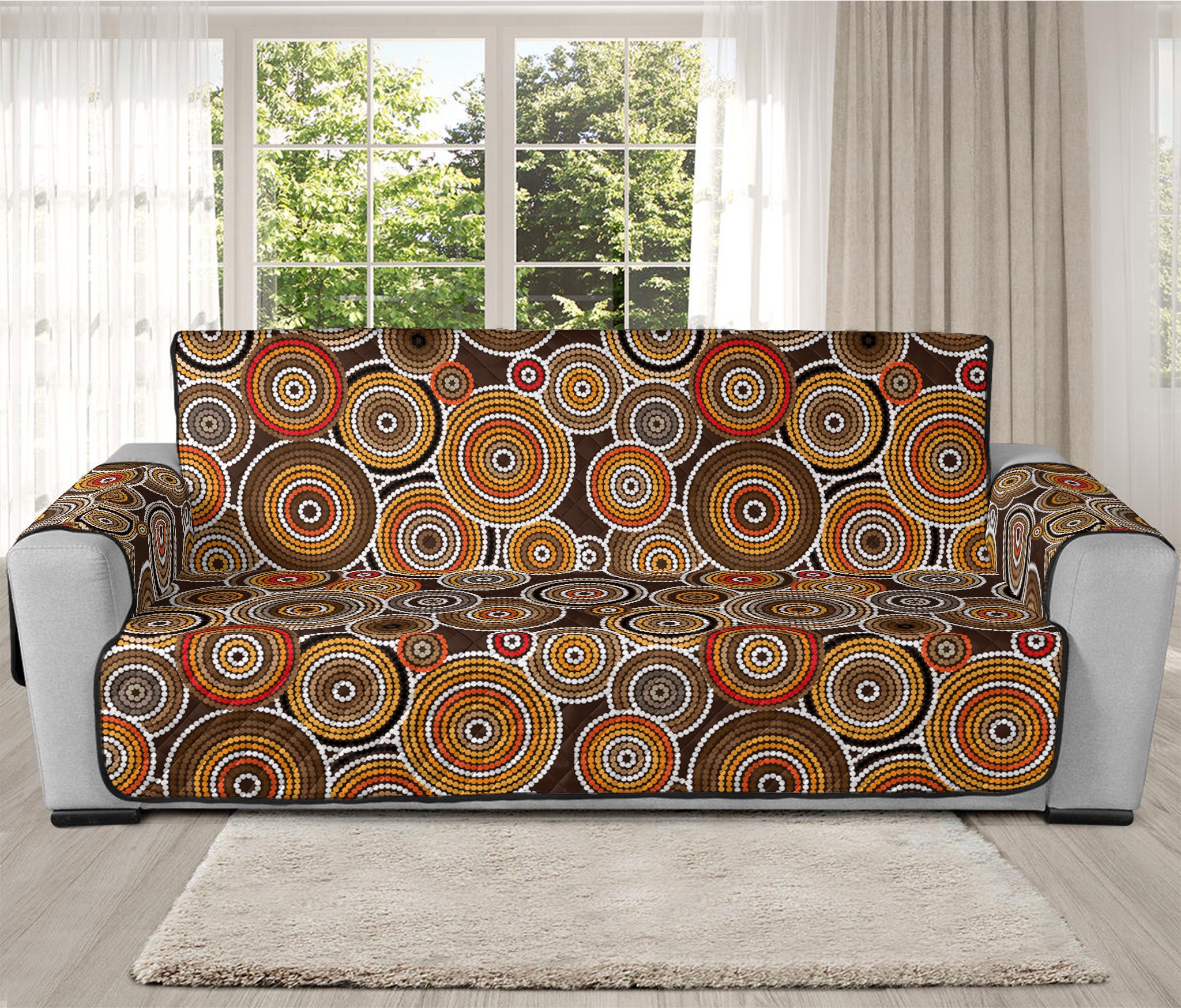 Aboriginal Art Dot Pattern Print Oversized Sofa Protector