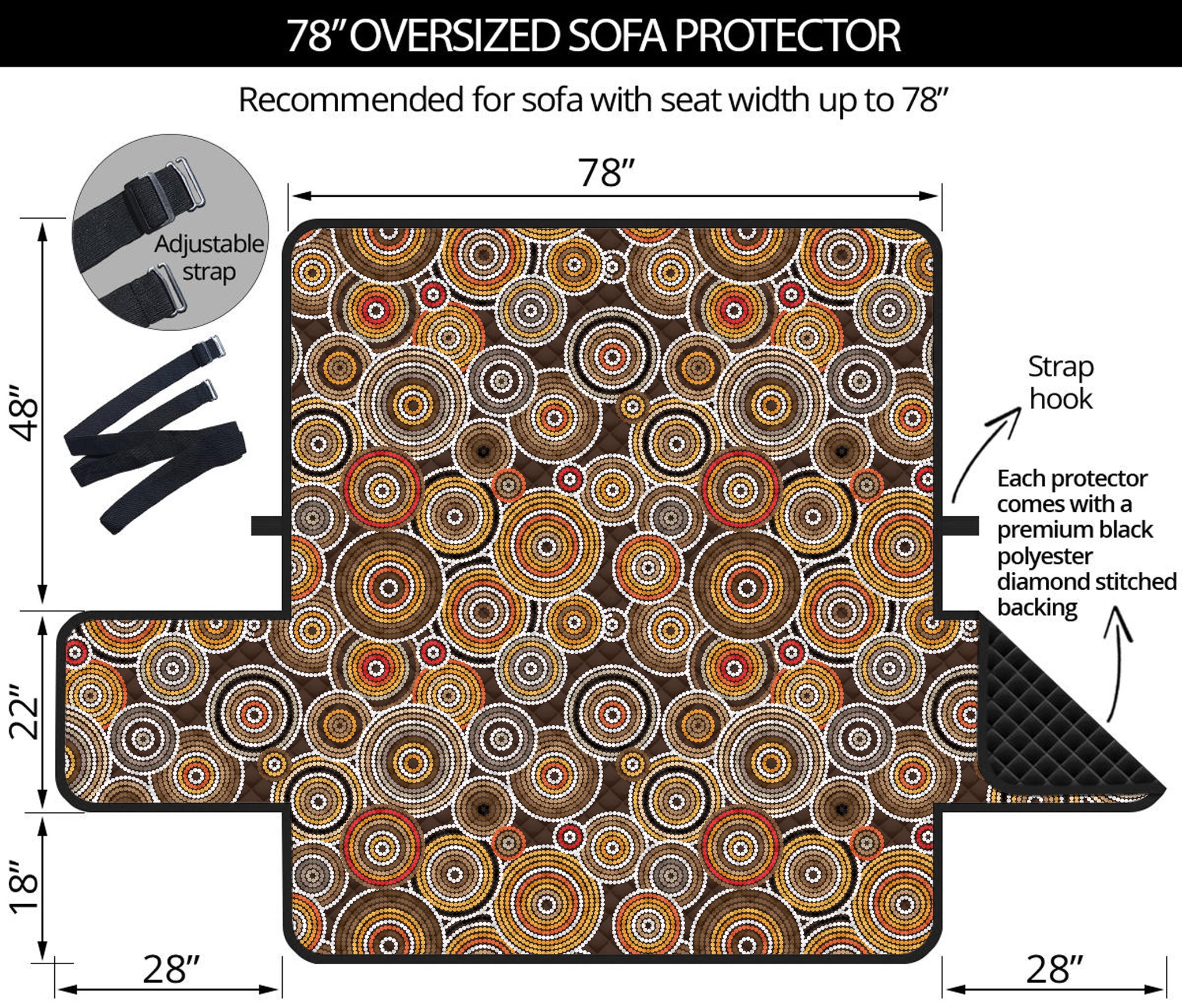 Aboriginal Art Dot Pattern Print Oversized Sofa Protector