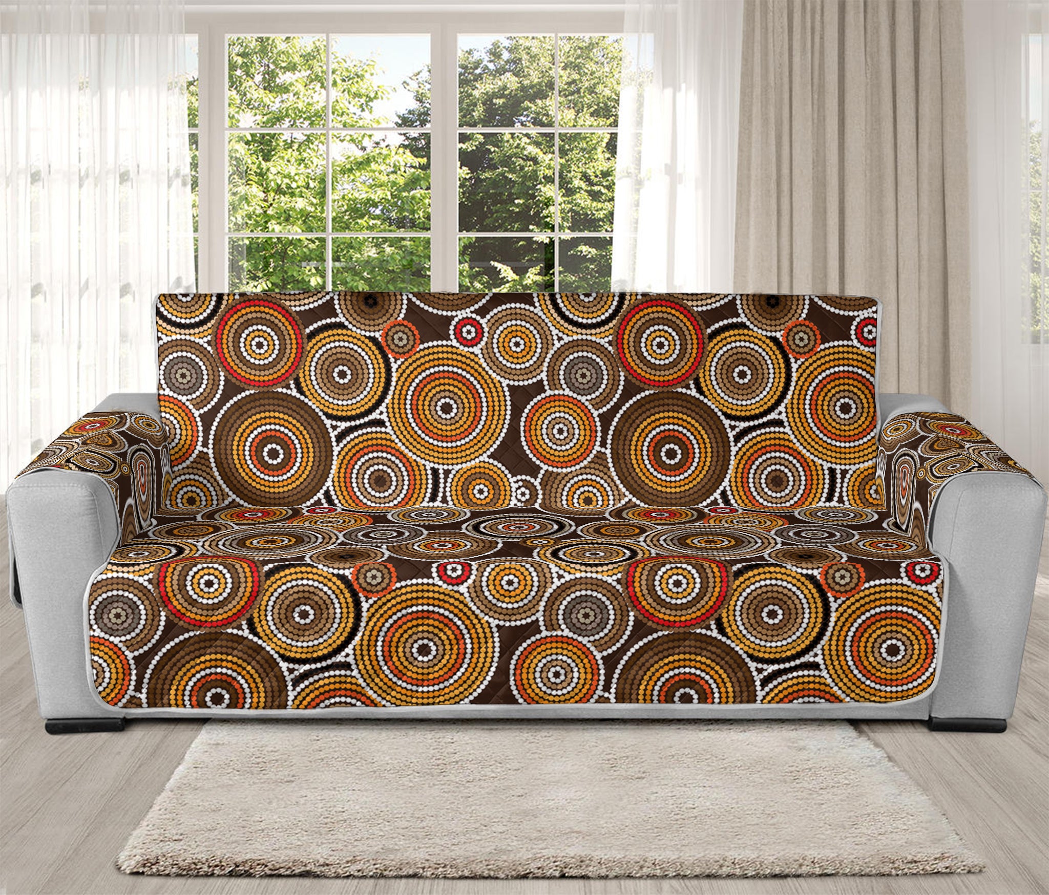 Aboriginal Art Dot Pattern Print Oversized Sofa Protector