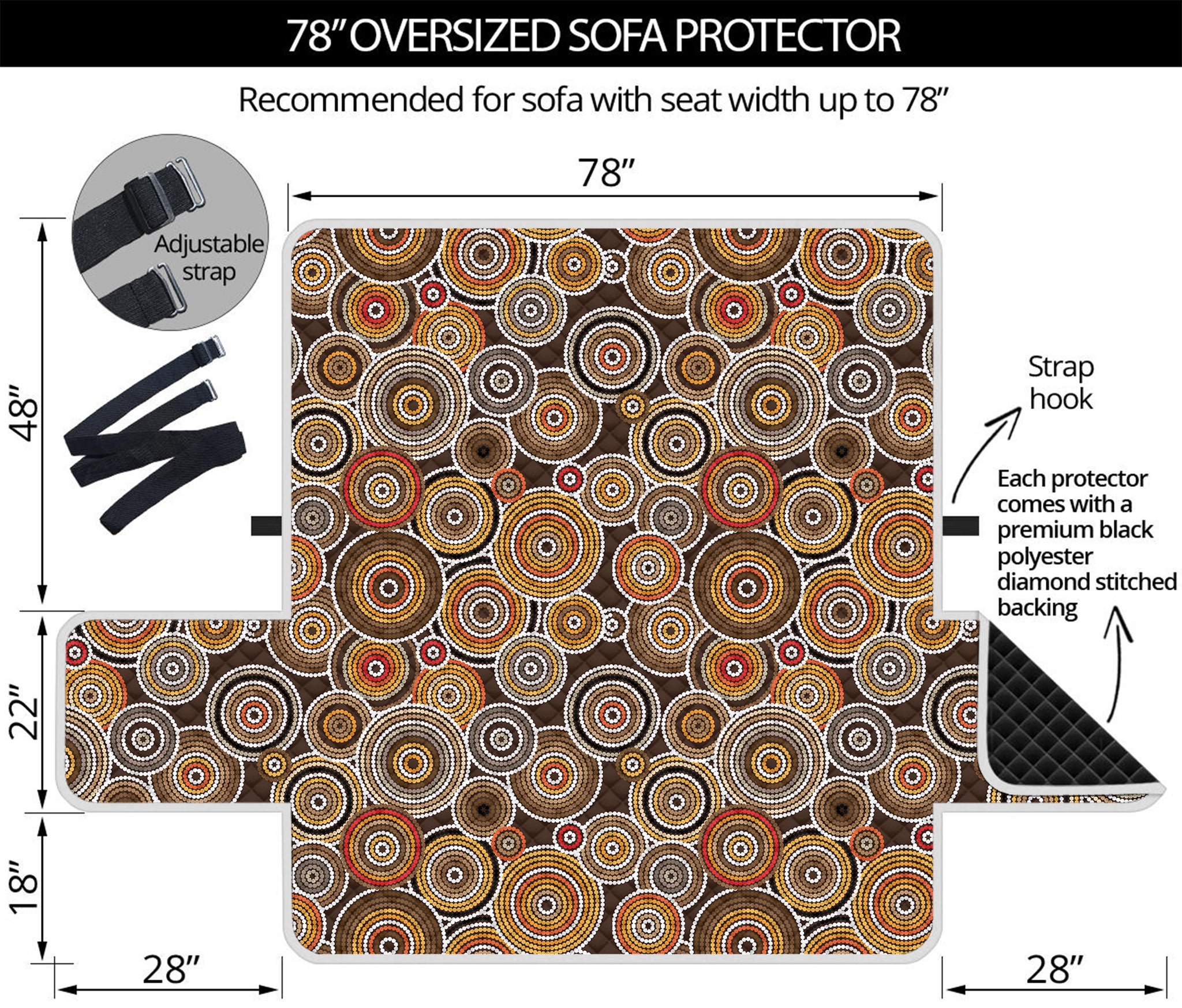 Aboriginal Art Dot Pattern Print Oversized Sofa Protector