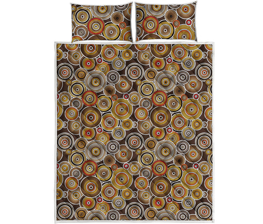 Aboriginal Art Dot Pattern Print Quilt Bed Set