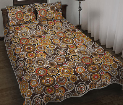 Aboriginal Art Dot Pattern Print Quilt Bed Set
