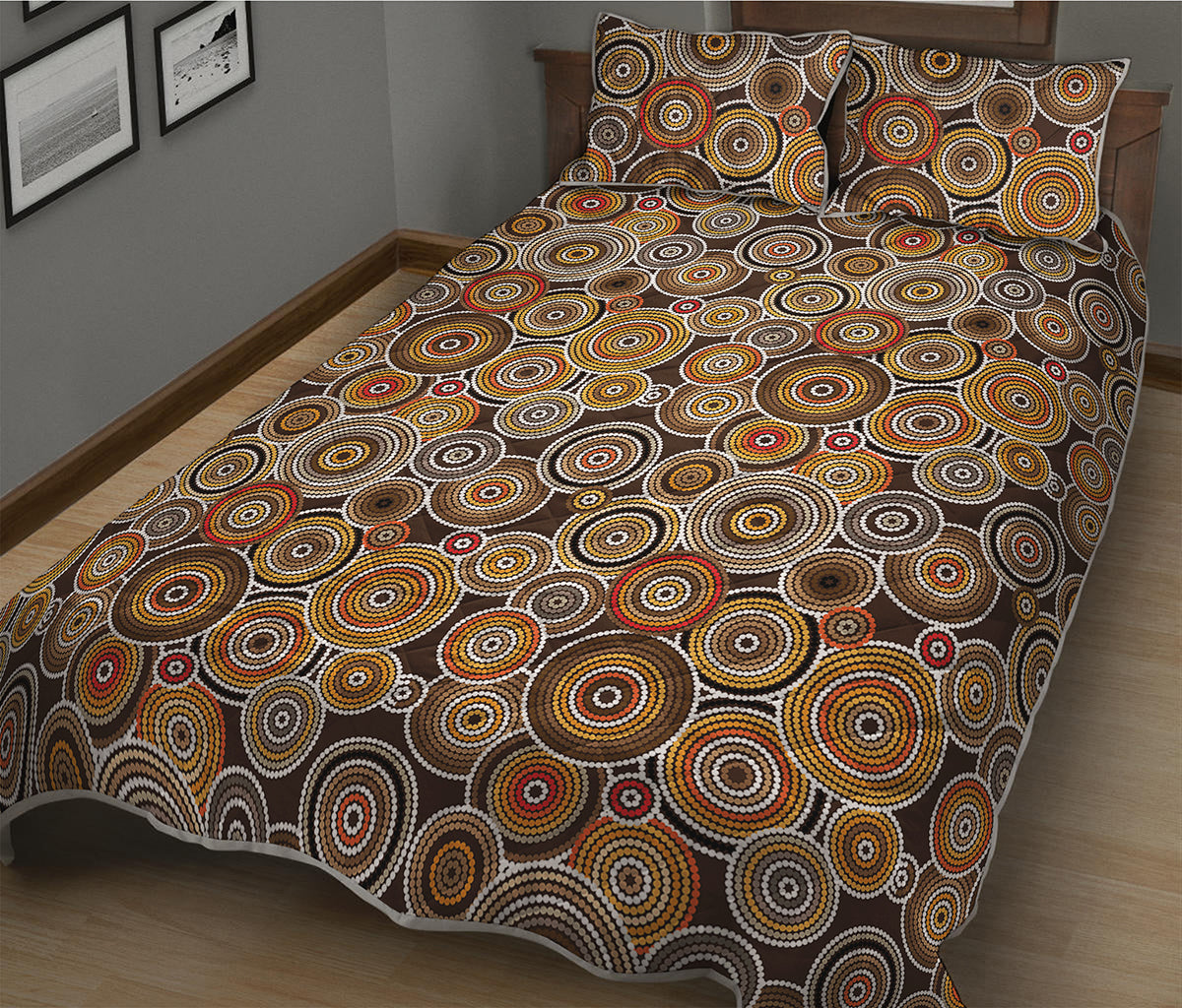 Aboriginal Art Dot Pattern Print Quilt Bed Set