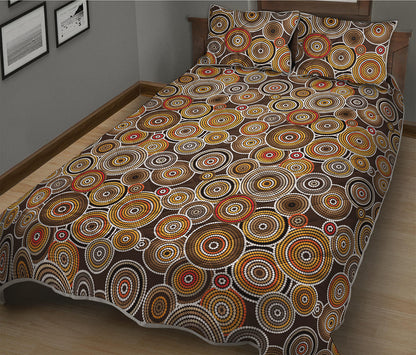 Aboriginal Art Dot Pattern Print Quilt Bed Set