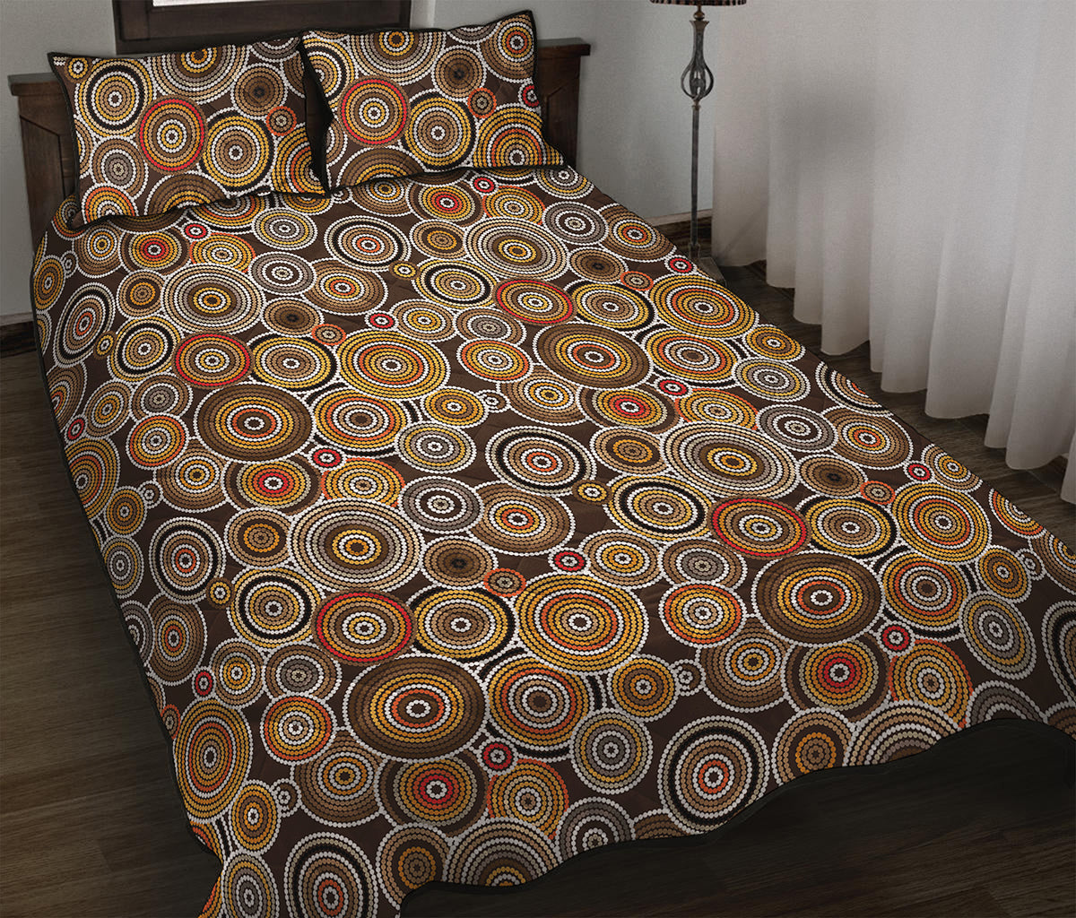 Aboriginal Art Dot Pattern Print Quilt Bed Set