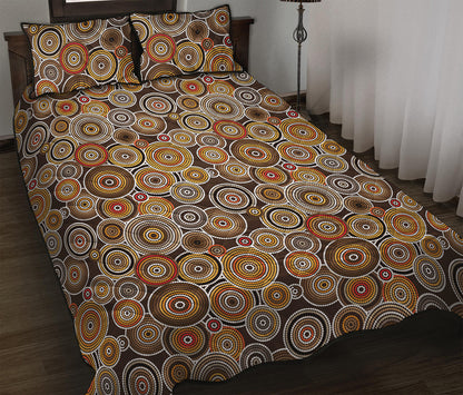 Aboriginal Art Dot Pattern Print Quilt Bed Set