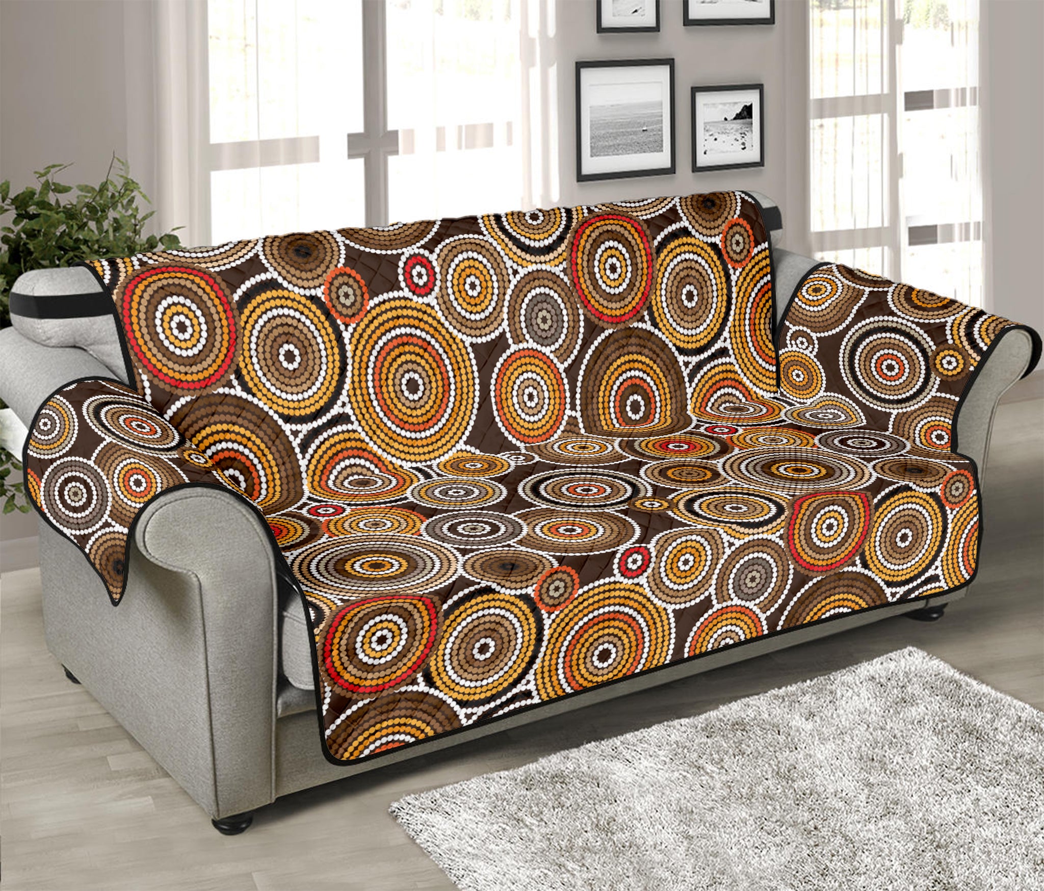 Aboriginal Art Dot Pattern Print Sofa Protector