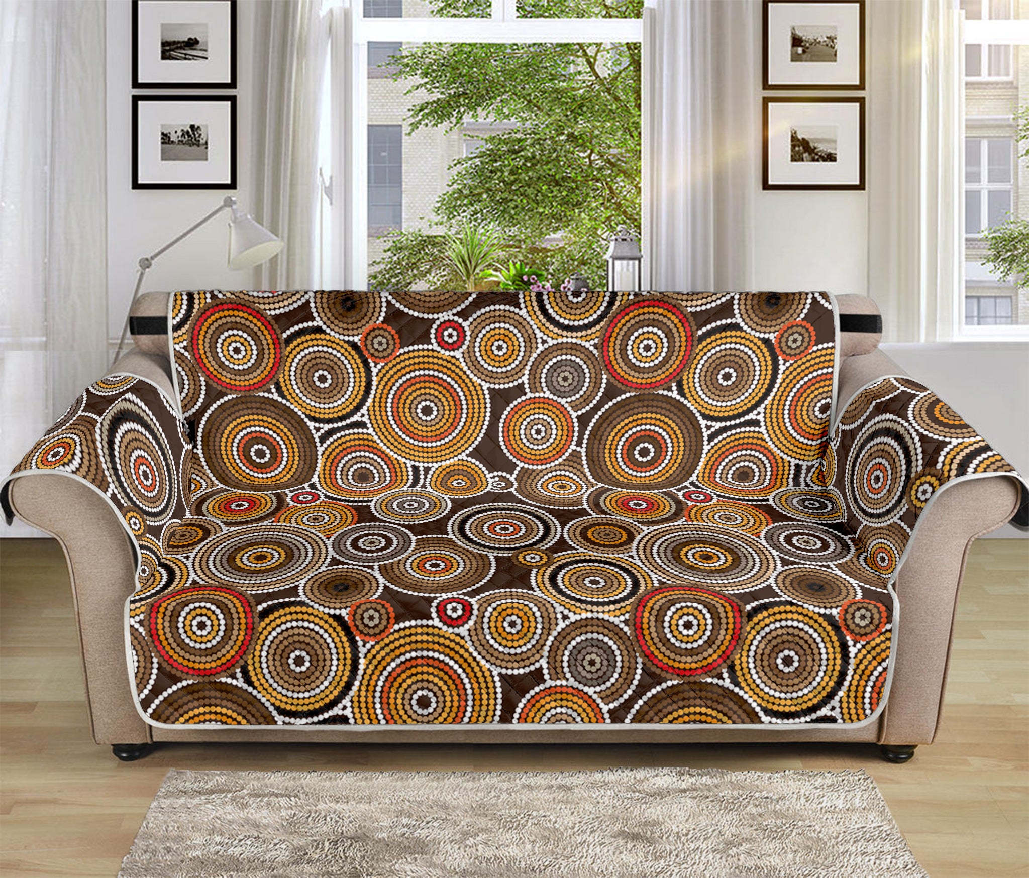 Aboriginal Art Dot Pattern Print Sofa Protector