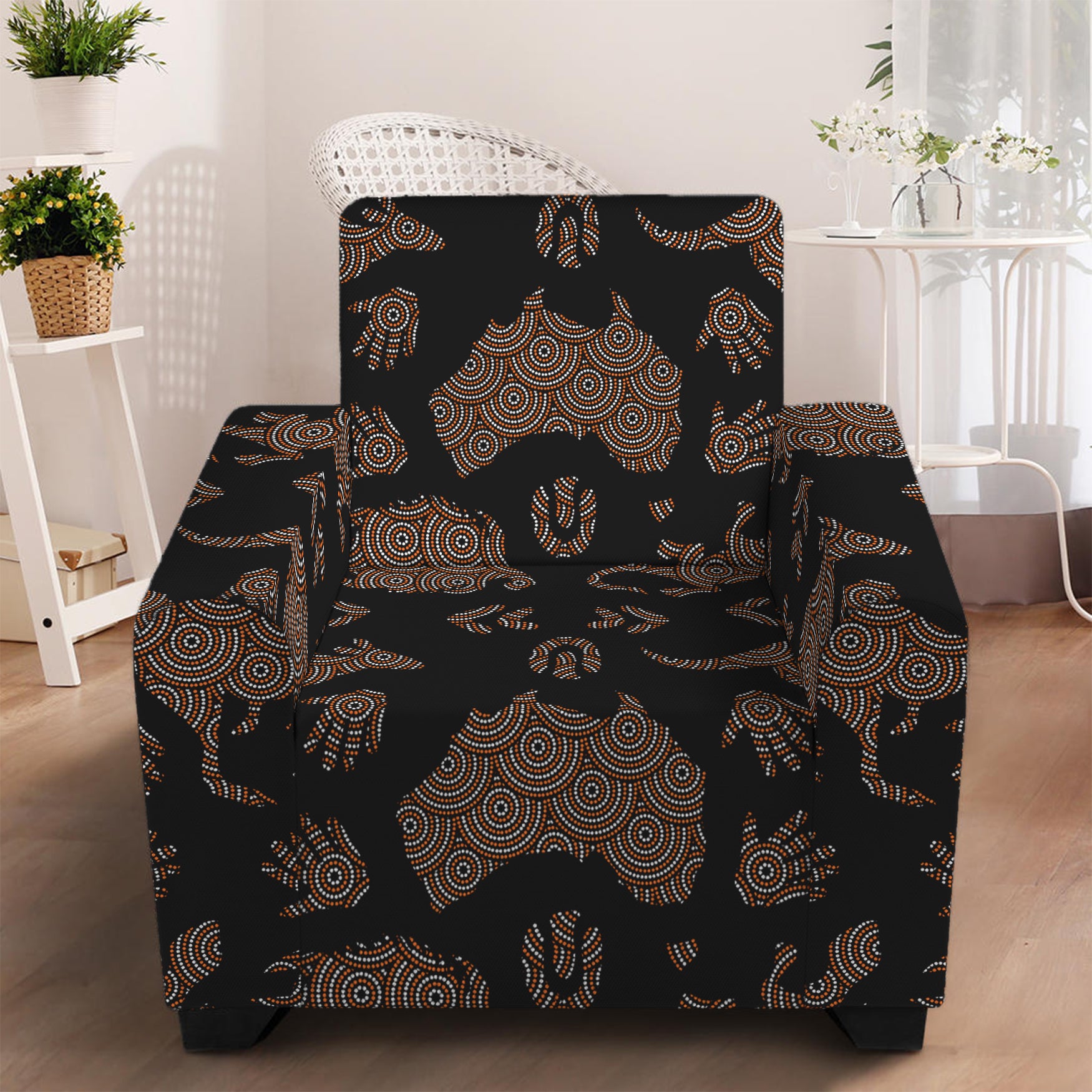 Aboriginal Australian Pattern Print Armchair Slipcover