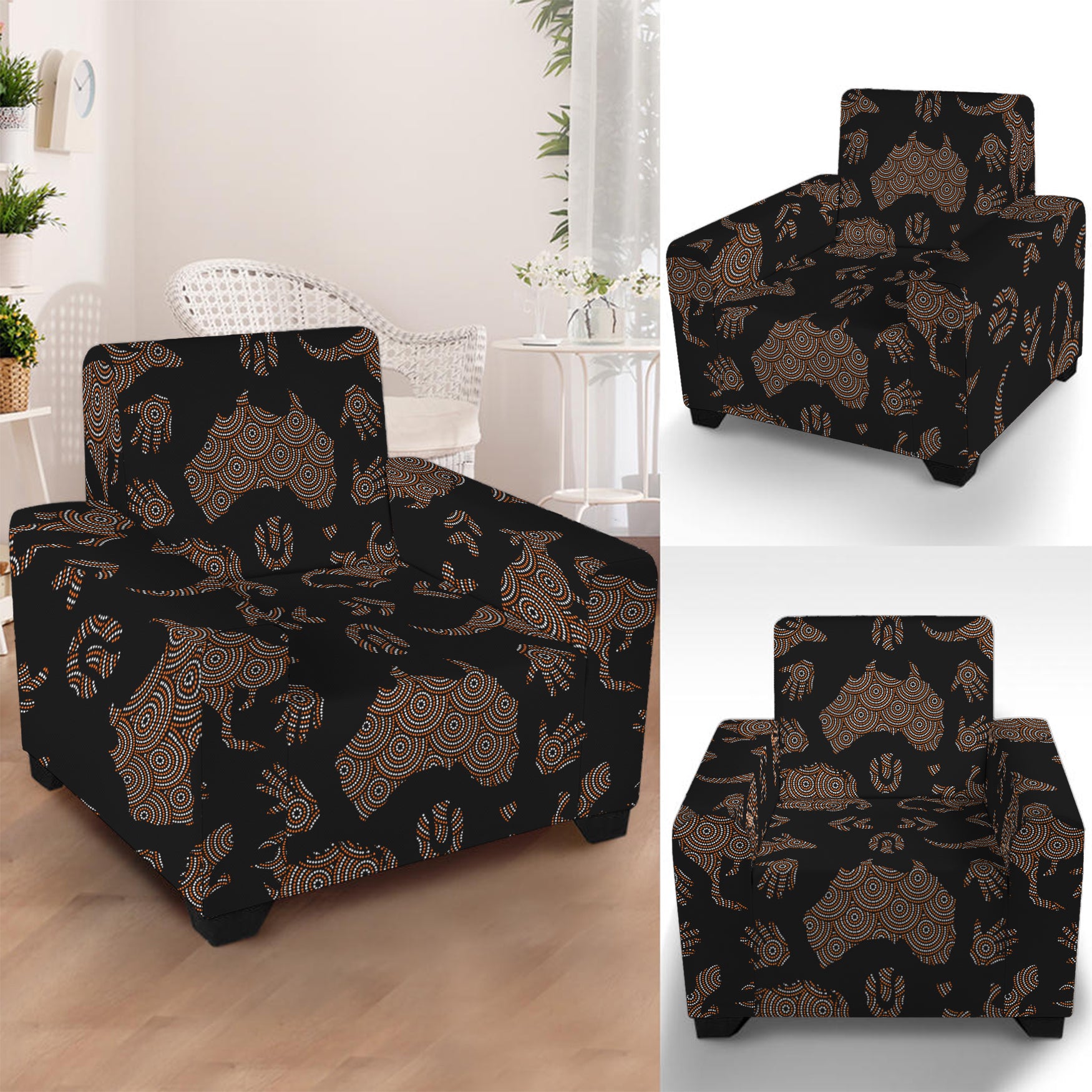 Aboriginal Australian Pattern Print Armchair Slipcover