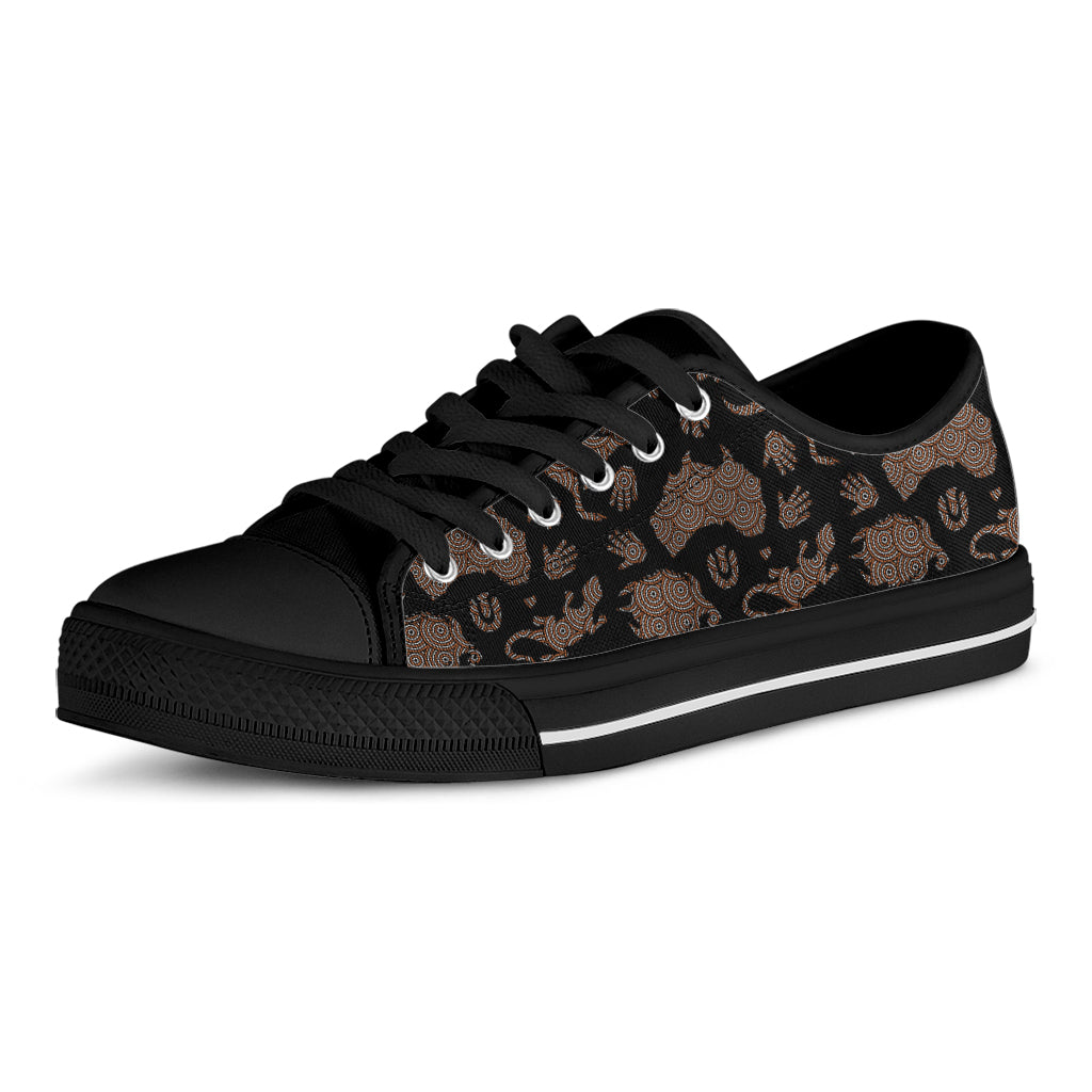 Aboriginal Australian Pattern Print Black Low Top Shoes