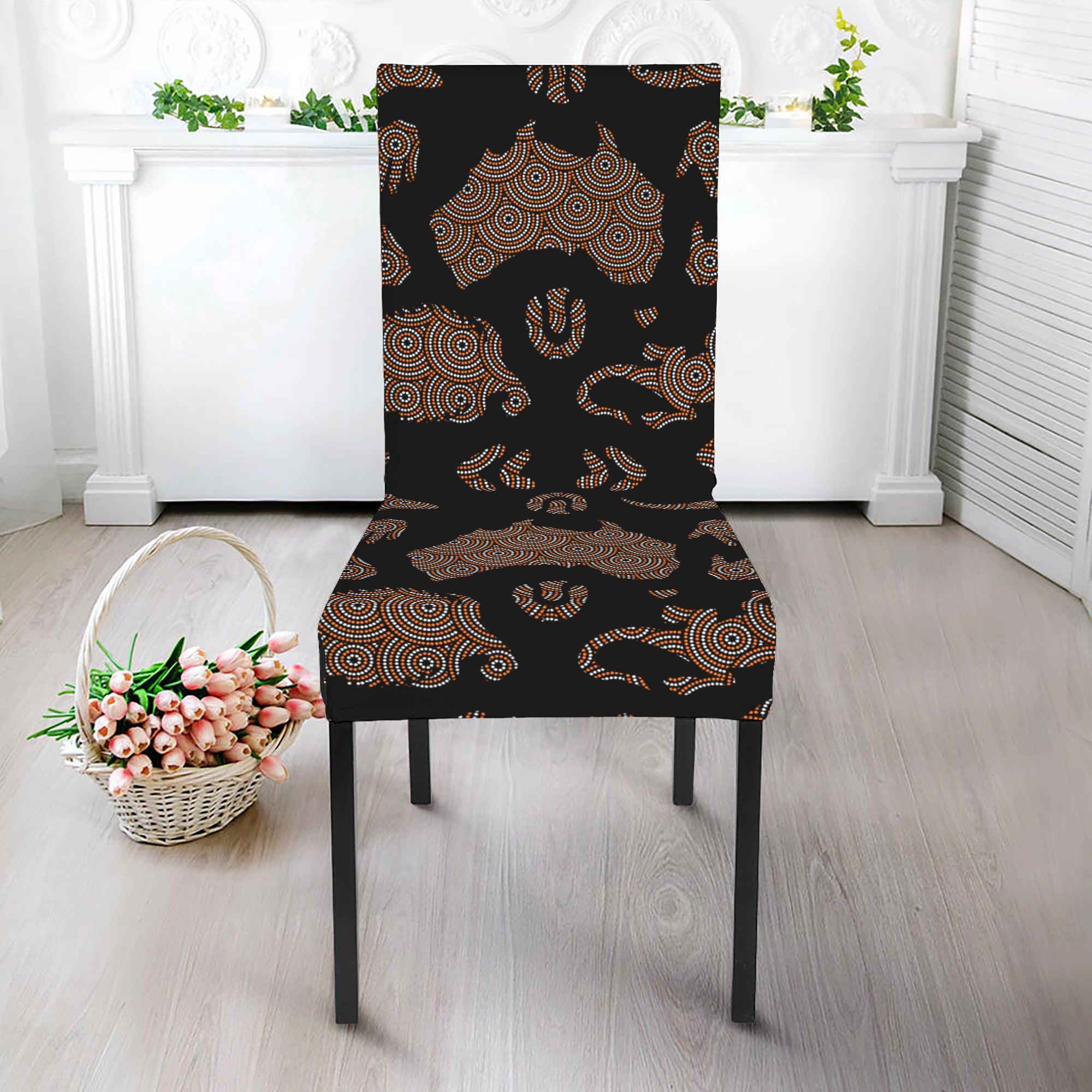 Aboriginal Australian Pattern Print Dining Chair Slipcover