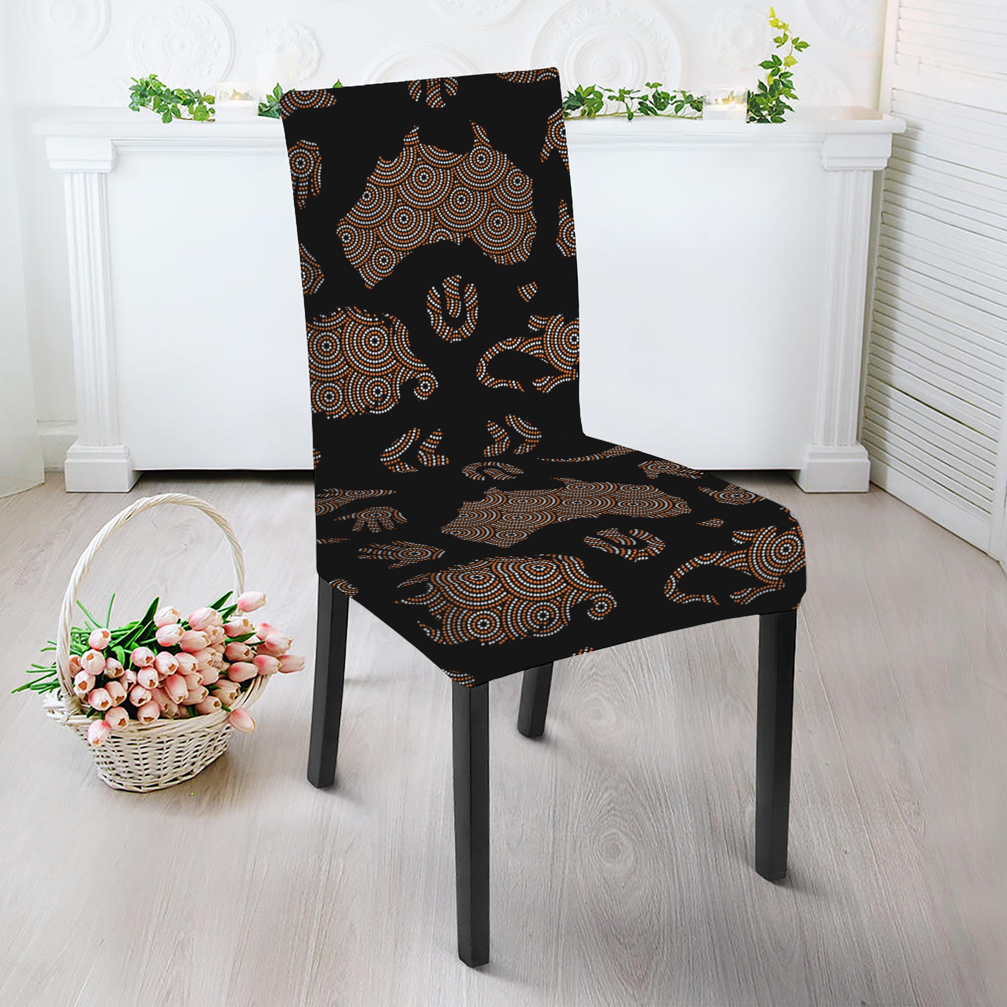 Aboriginal Australian Pattern Print Dining Chair Slipcover