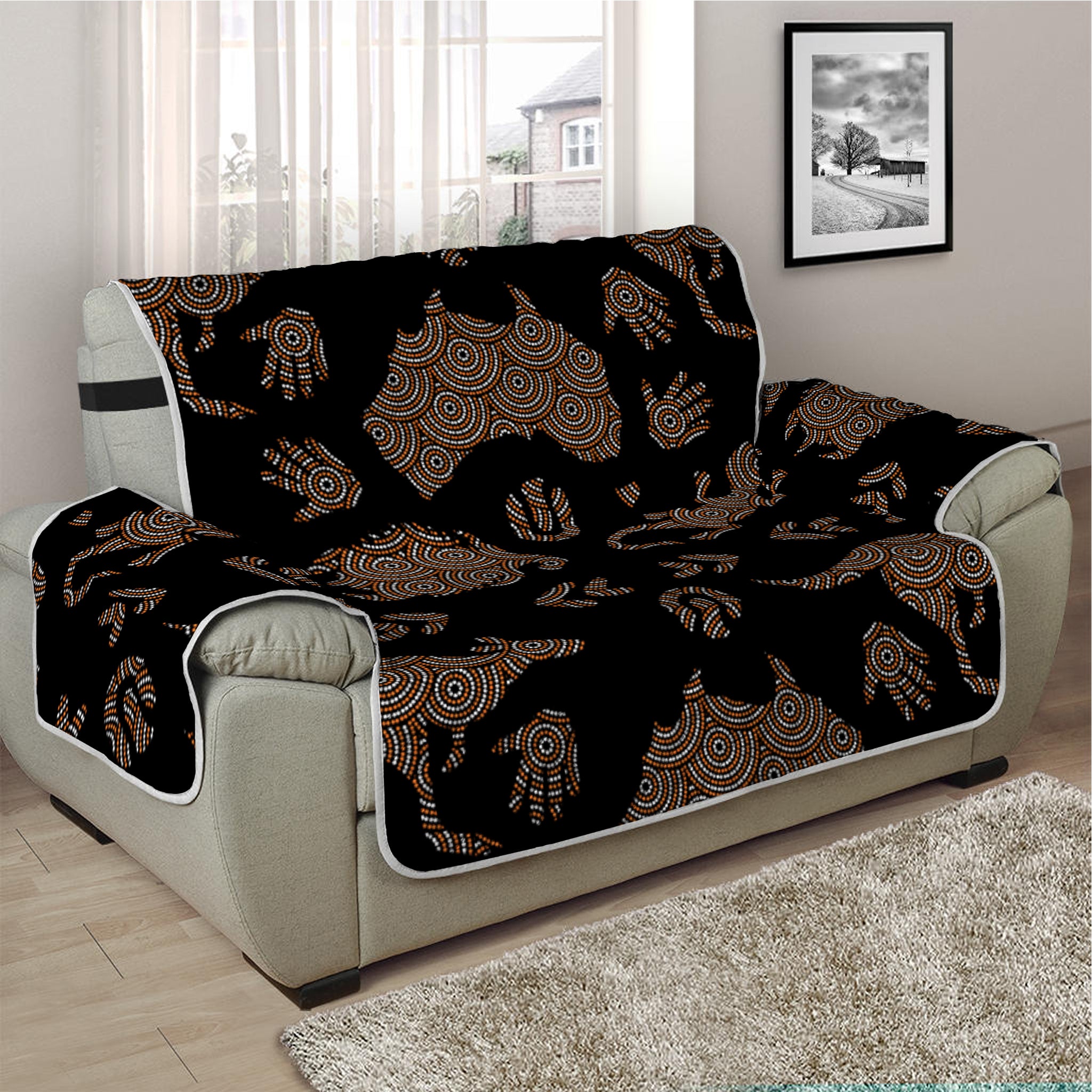 Aboriginal Australian Pattern Print Half Sofa Protector