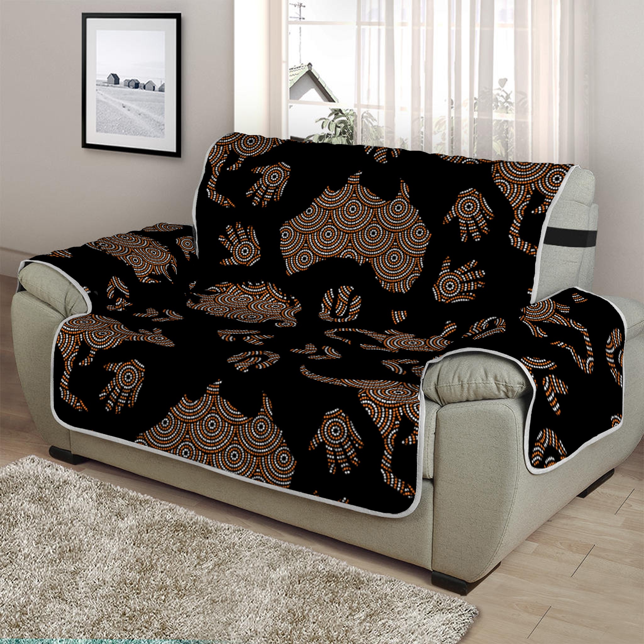 Aboriginal Australian Pattern Print Half Sofa Protector