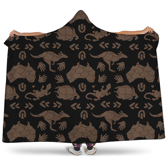 Aboriginal Australian Pattern Print Hooded Blanket