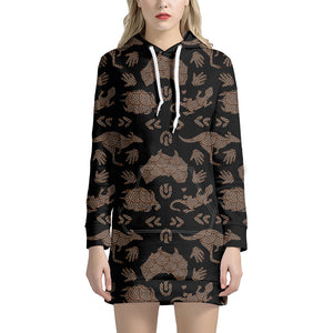 Aboriginal Australian Pattern Print Hoodie Dress