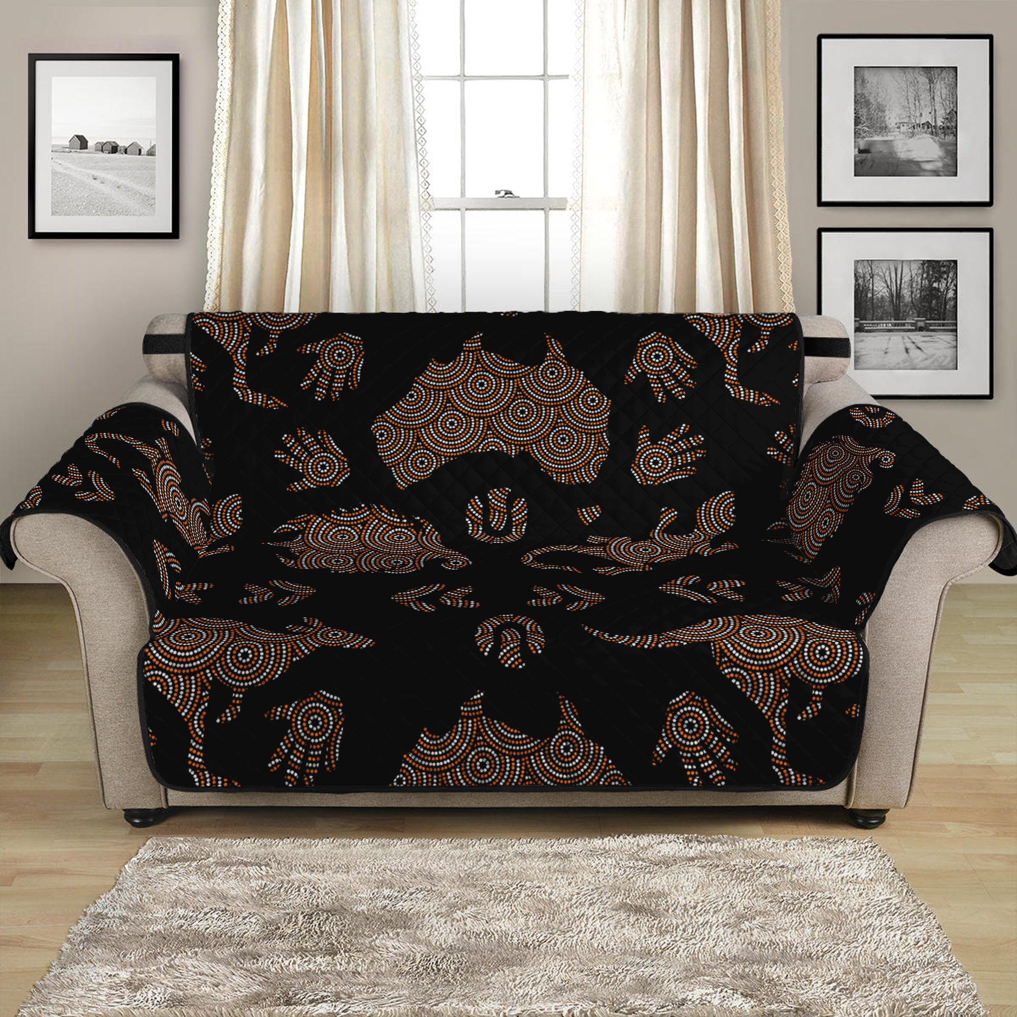 Aboriginal Australian Pattern Print Loveseat Protector