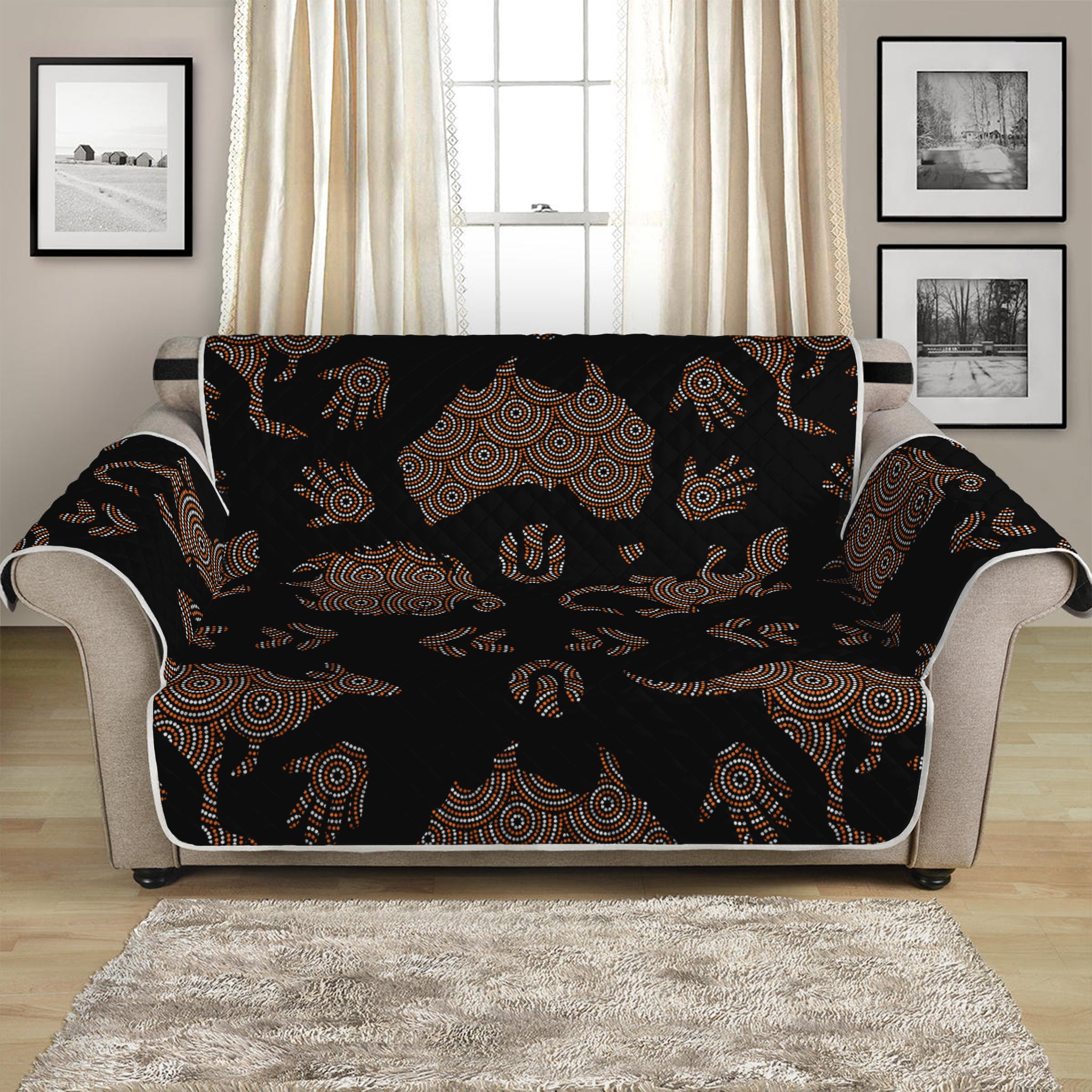 Aboriginal Australian Pattern Print Loveseat Protector