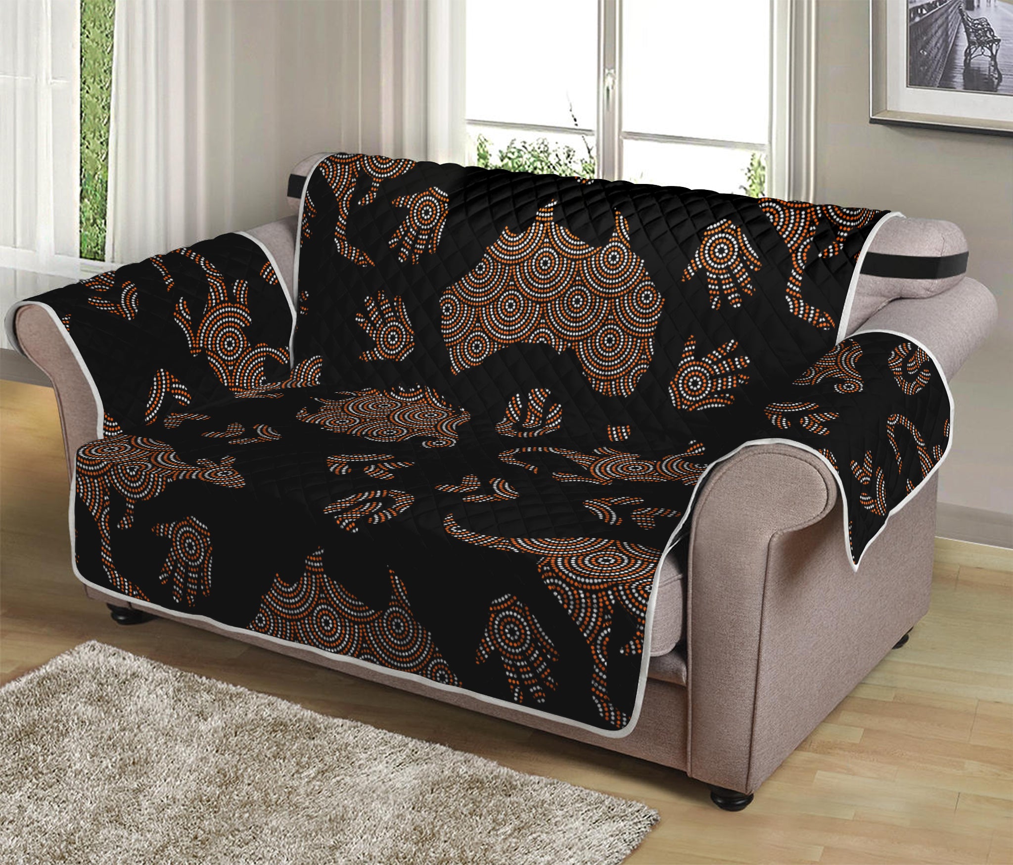 Aboriginal Australian Pattern Print Loveseat Protector