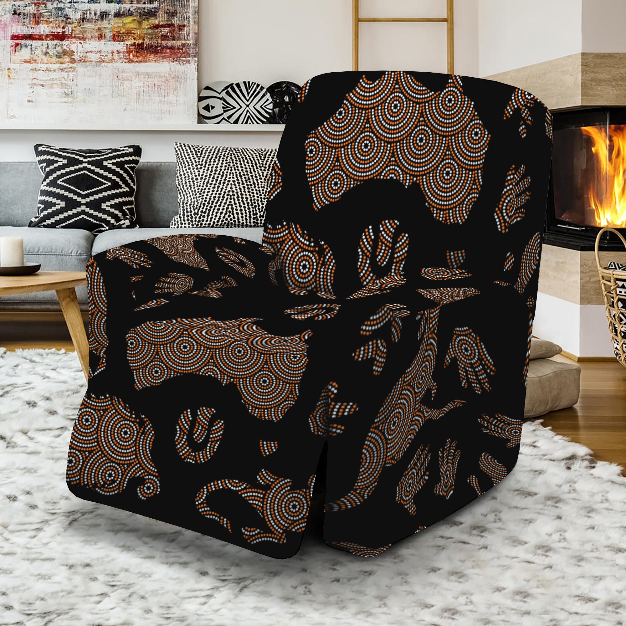 Aboriginal Australian Pattern Print Recliner Slipcover