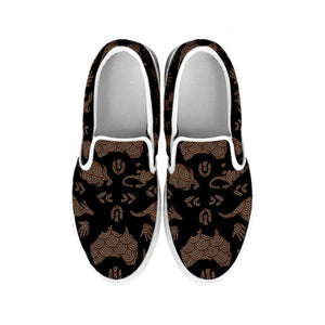 Aboriginal Australian Pattern Print White Slip On Shoes