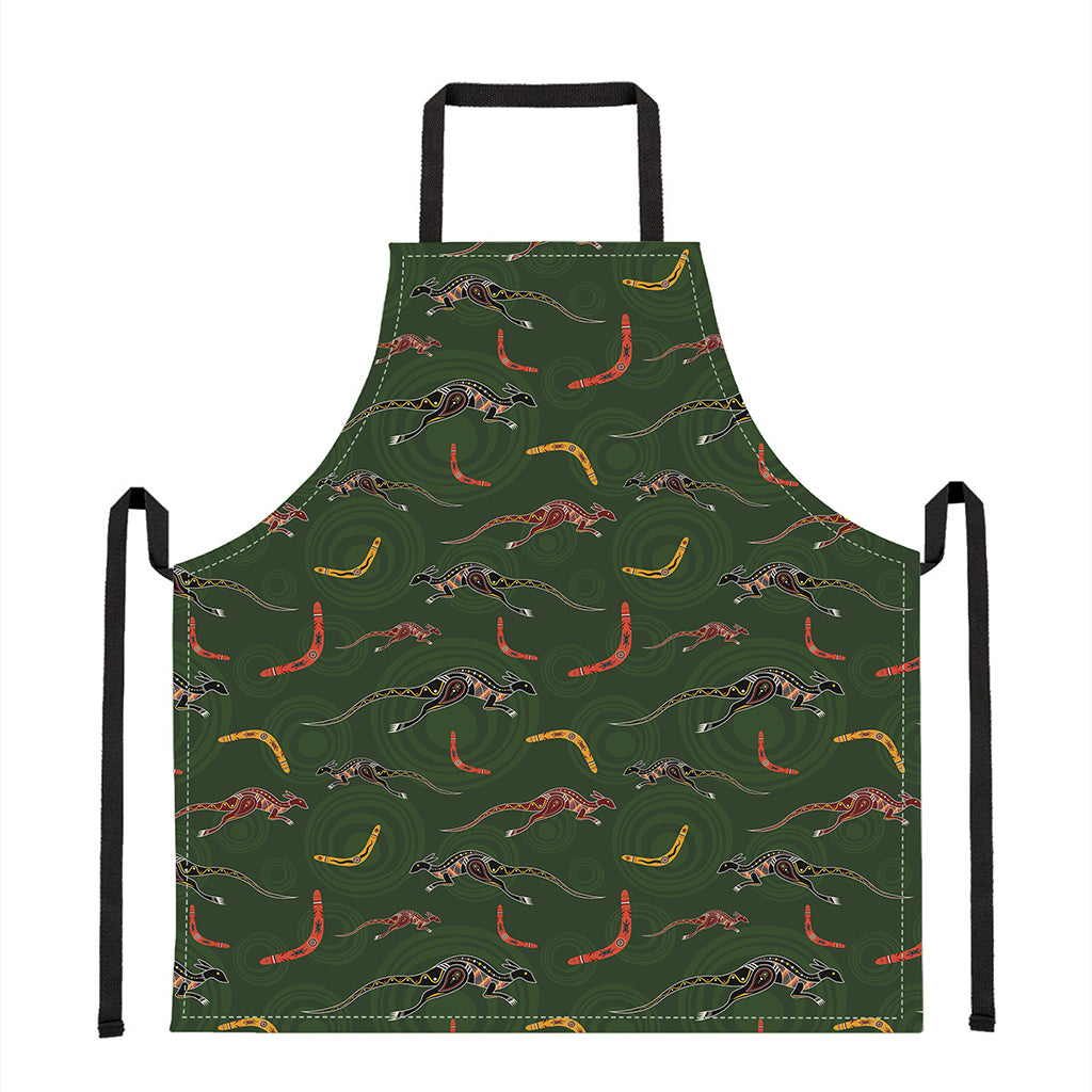 Aboriginal Boomerang And Kangaroo Print Apron