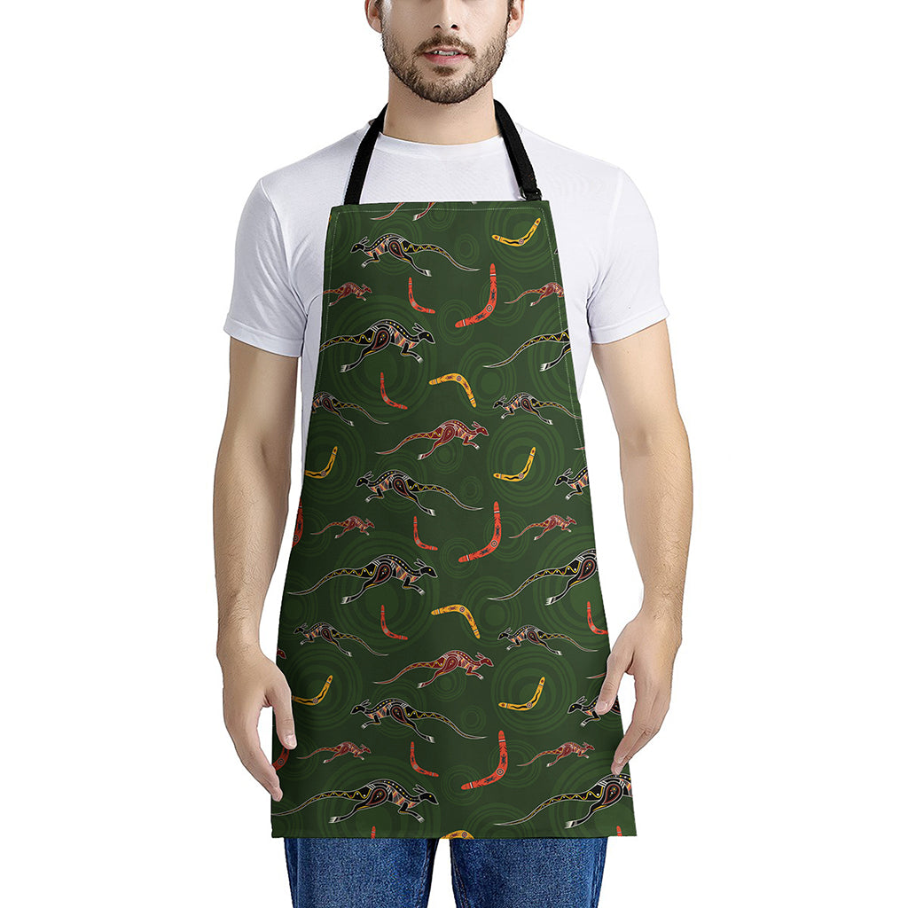 Aboriginal Boomerang And Kangaroo Print Apron