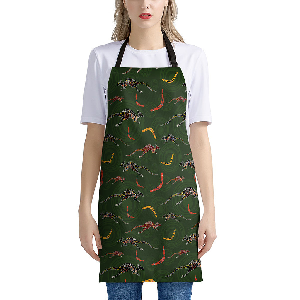 Aboriginal Boomerang And Kangaroo Print Apron