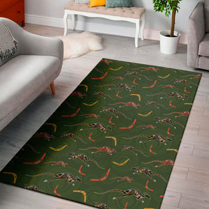 Aboriginal Boomerang And Kangaroo Print Area Rug