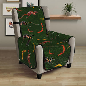 Aboriginal Boomerang And Kangaroo Print Armchair Protector