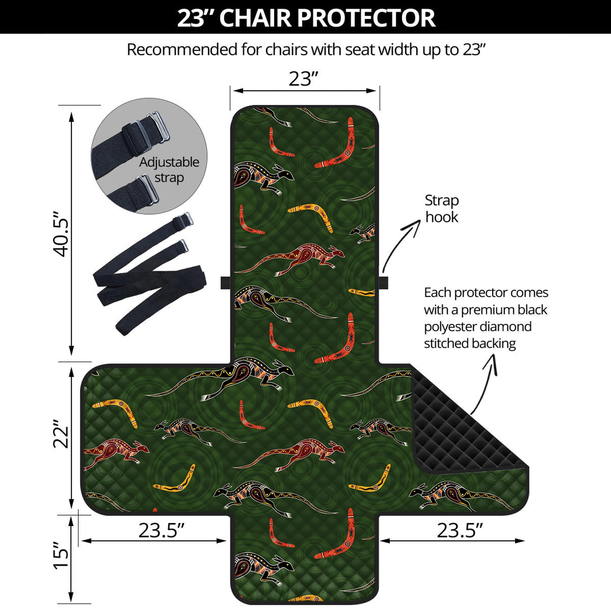 Aboriginal Boomerang And Kangaroo Print Armchair Protector