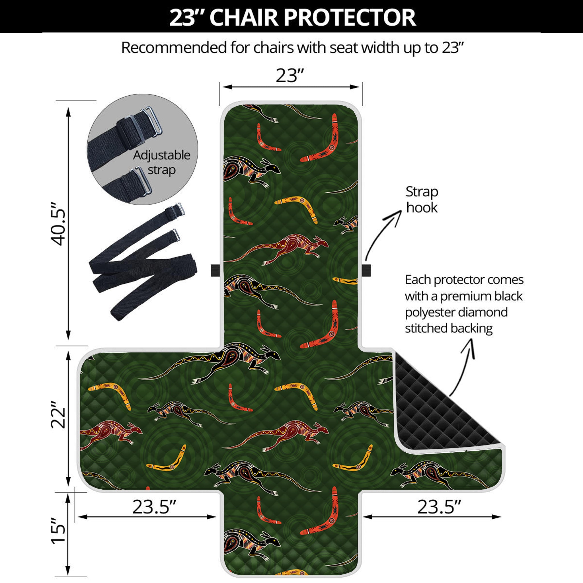 Aboriginal Boomerang And Kangaroo Print Armchair Protector