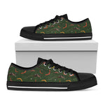 Aboriginal Boomerang And Kangaroo Print Black Low Top Shoes