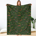 Aboriginal Boomerang And Kangaroo Print Blanket