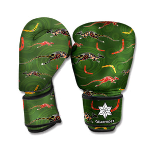 Aboriginal Boomerang And Kangaroo Print Boxing Gloves