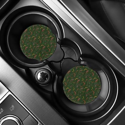 Aboriginal Boomerang And Kangaroo Print Car Coasters