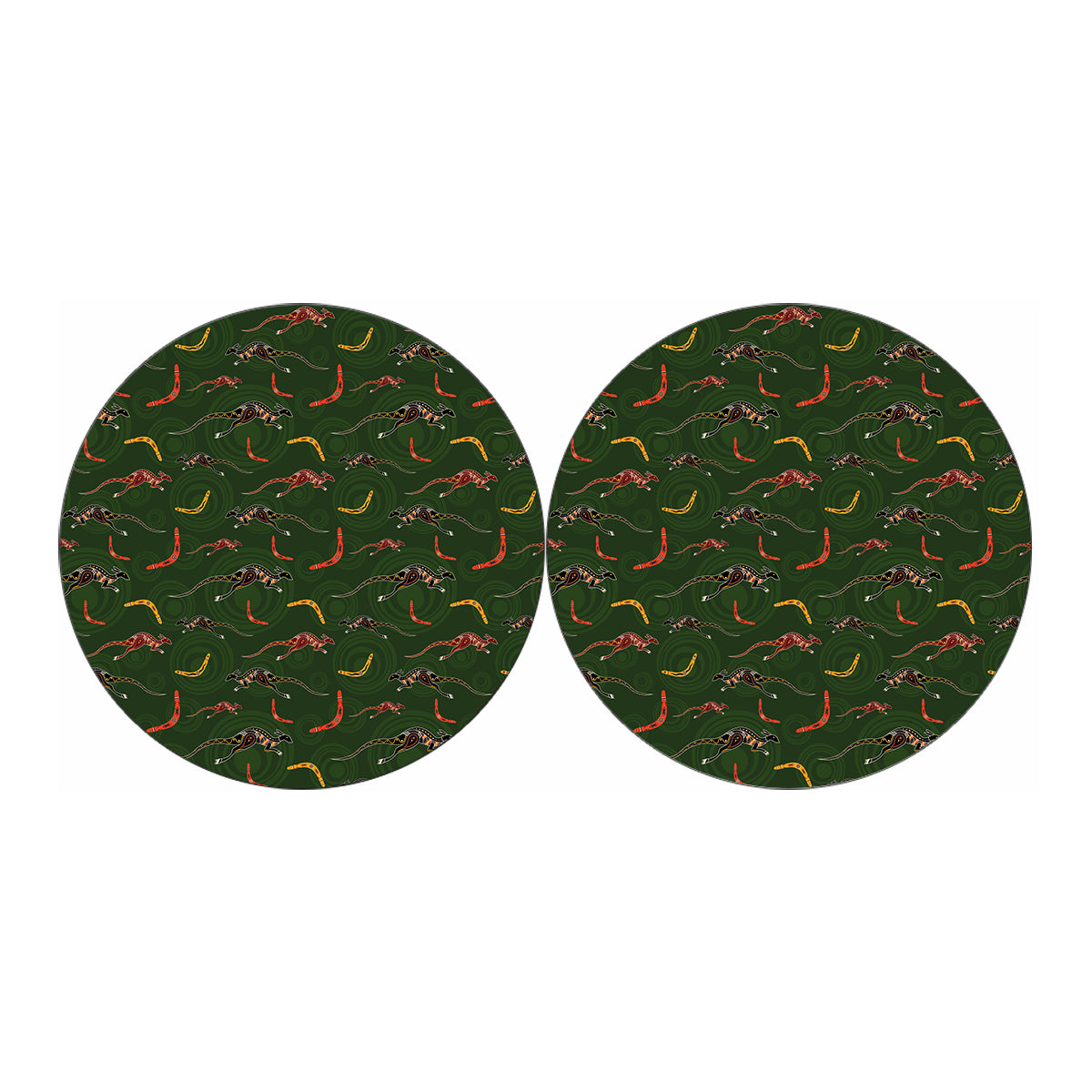 Aboriginal Boomerang And Kangaroo Print Car Coasters