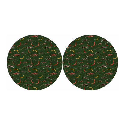 Aboriginal Boomerang And Kangaroo Print Car Coasters