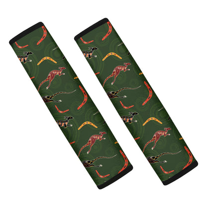 Aboriginal Boomerang And Kangaroo Print Car Seat Belt Covers