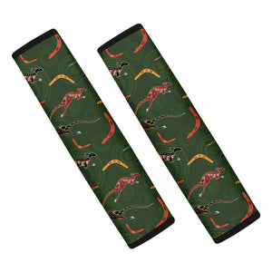 Aboriginal Boomerang And Kangaroo Print Car Seat Belt Covers