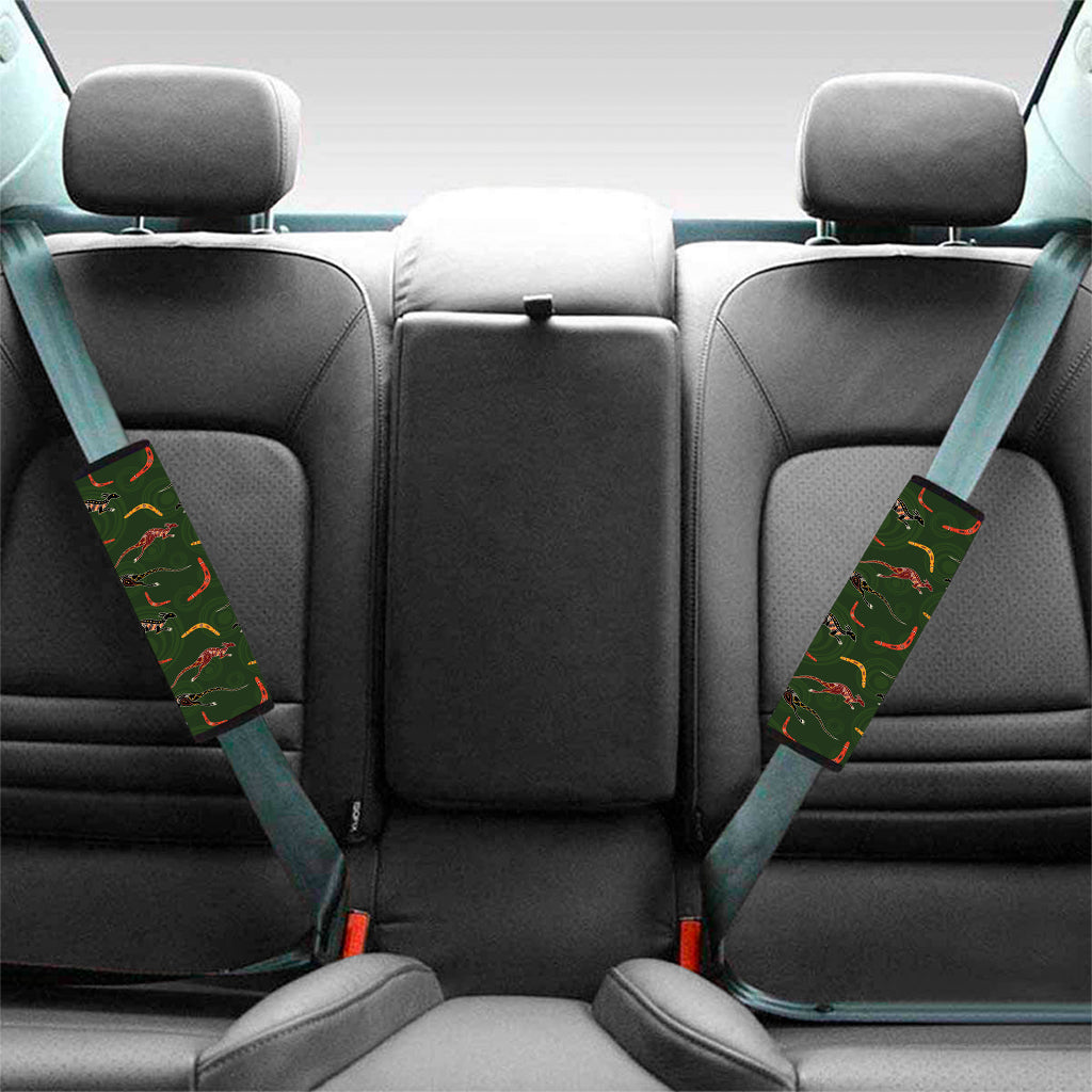 Aboriginal Boomerang And Kangaroo Print Car Seat Belt Covers